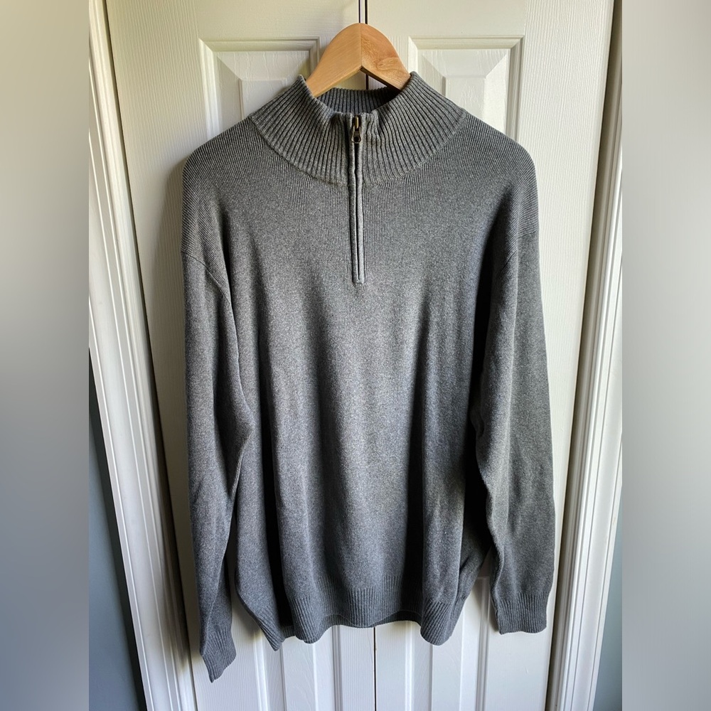 Dockers Mens 1/4 Zip Long Sleeve Cotton Pullover Sweater Gray Size XL NWT